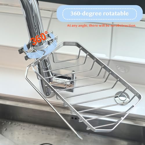 OSOVGO Sponge Holder for Kitchen Sink, Kitchen Organizer, 304 Stainless Steel Cleaning Supplies Organizer, Sink Brush Holder, Sink Organizer, Hanging Organizer (ROUND RIGHT) - Image 3