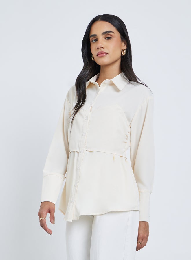 Styli Spread Collar Buttoned Long Sleeve Shirt - Image 1