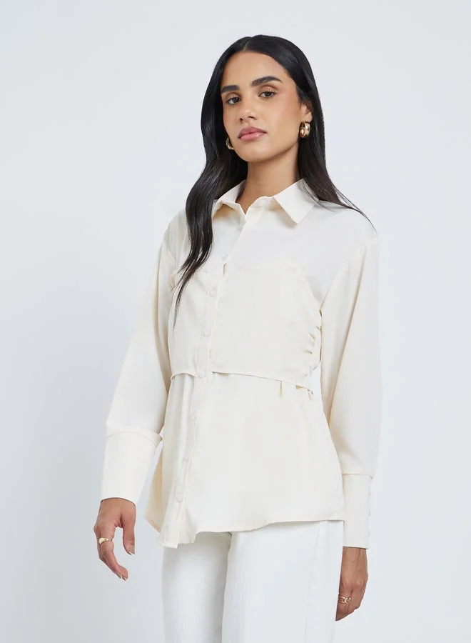 Styli Styli Spread Collar Buttoned Long Sleeve Shirt