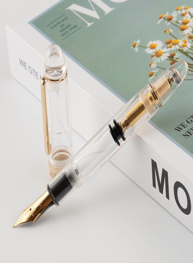 erofa Majohn P140 Fountain Pen O.8 Medium Nib, Piston Fill Large Capacity Transparent Acrylic Writing Gift Pen with Box - Image 5