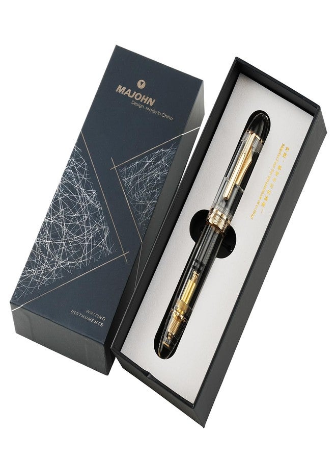 erofa Majohn P140 Fountain Pen O.8 Medium Nib, Piston Fill Large Capacity Transparent Acrylic Writing Gift Pen with Box - Image 1