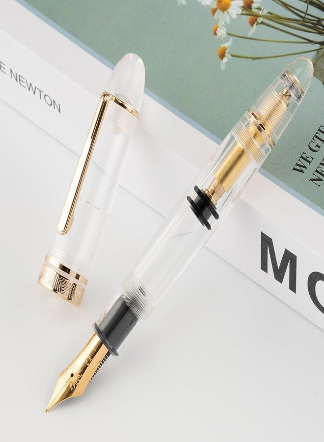 erofa Majohn P140 Fountain Pen O.8 Medium Nib, Piston Fill Large Capacity Transparent Acrylic Writing Gift Pen with Box - Image 4