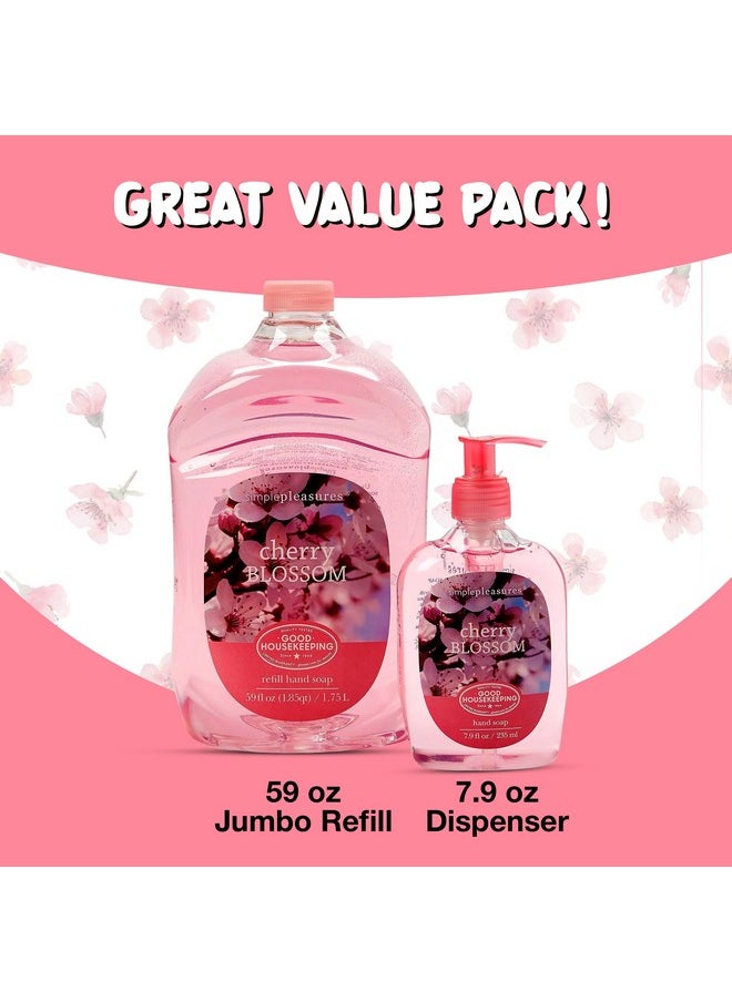 simple pleasures SIMPLE PLEASURES Premium Hand Soap Refills - Cherry Blossom Scent, 7.9 oz Bottle with Jumbo 59 oz Refill - Goodhousekeeping Seal Approved - Multiple Scents Available- Cherry Blossom Soap  - Image 3