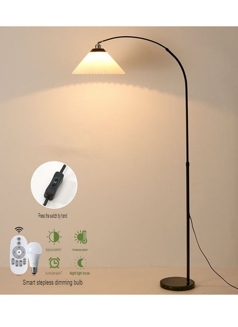 Pleated Floor Lamp Nordic Creative Retro Luxury Lamp for Living Room, Study, and Bedroom with 12W Remote Control and Bulb