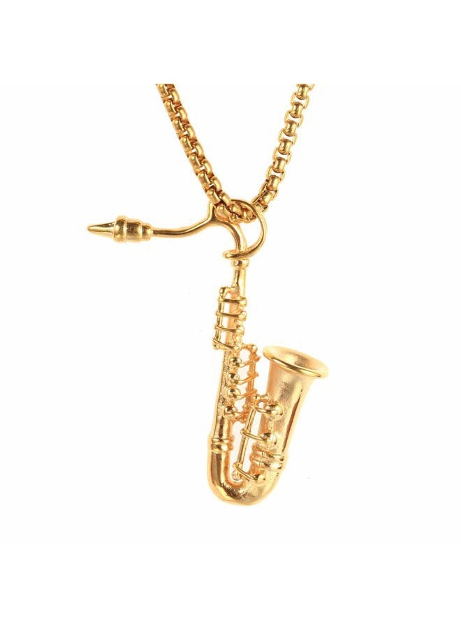 PAMTIER Unisex Stainless Steel Saxophone Musical Instruments Pendant Punk Necklace - Image 1