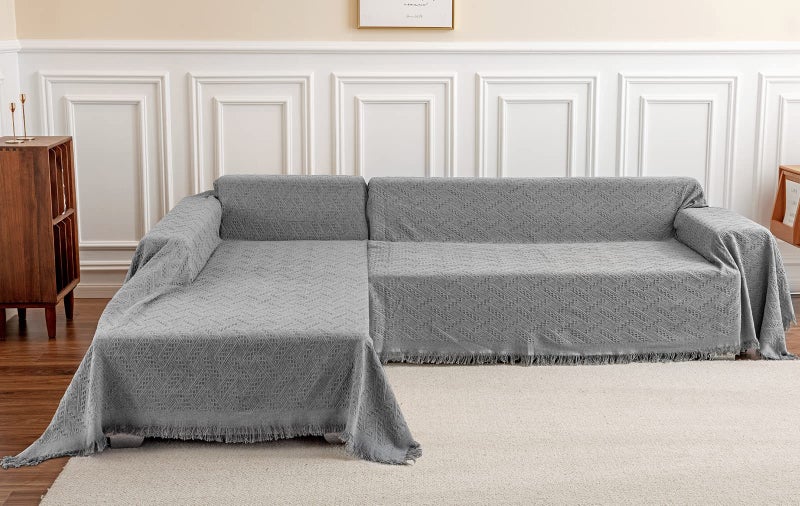 DEEPDREAM Deep Dream Sectional Couch Covers, 2 Pieces Sectional Sofa Cover, L Shaped Couch Covers, Couch Cover for Sectional Sofa (XX-Large, 71" x 118" + 91" x 134", Dark Grey) - Image 2