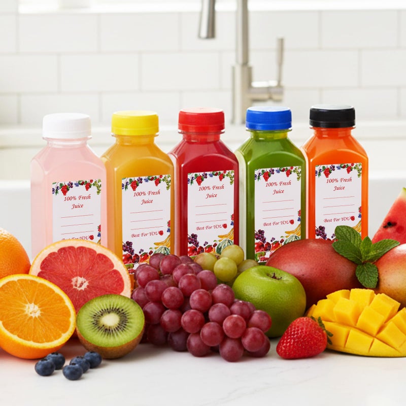 SUPERLELE 10pcs 12oz Plastic Juice Bottles with Different Color Caps, Reusable Juice Containers with Lids for Juicing, Smoothie, Drinking and Other Beverages(Color) - Image 5