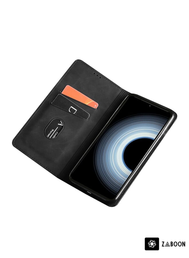 Zaboon Protective Case For Samsung Galaxy M54 5G Carbon Fiber Texture Flip Leather - Image 2