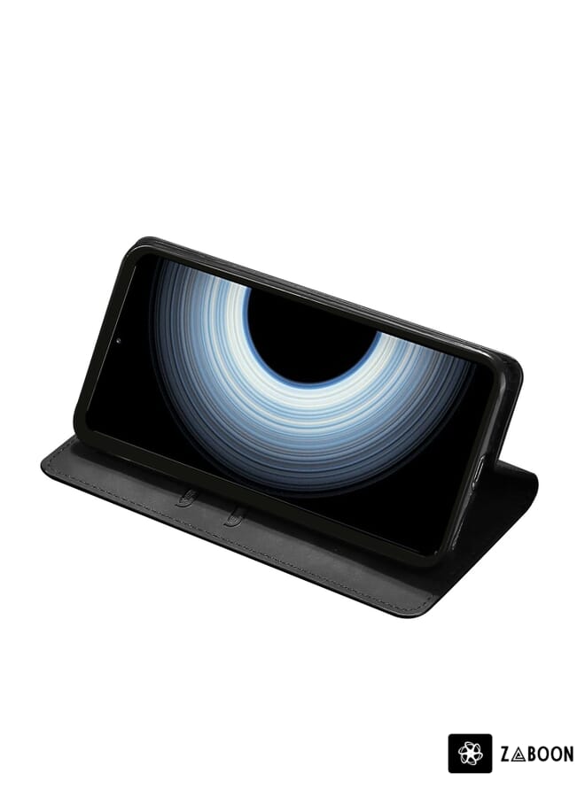 Zaboon Protective Case For Samsung Galaxy M54 5G Carbon Fiber Texture Flip Leather - Image 3