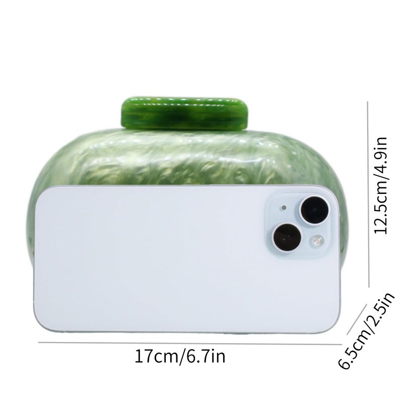 GSYPS Acrylic Evening Clutch Bag for Women Shell Shape Shoulder Crossbody Bag Glitter Marble Purse Handbag A-Grass Green - Image 2