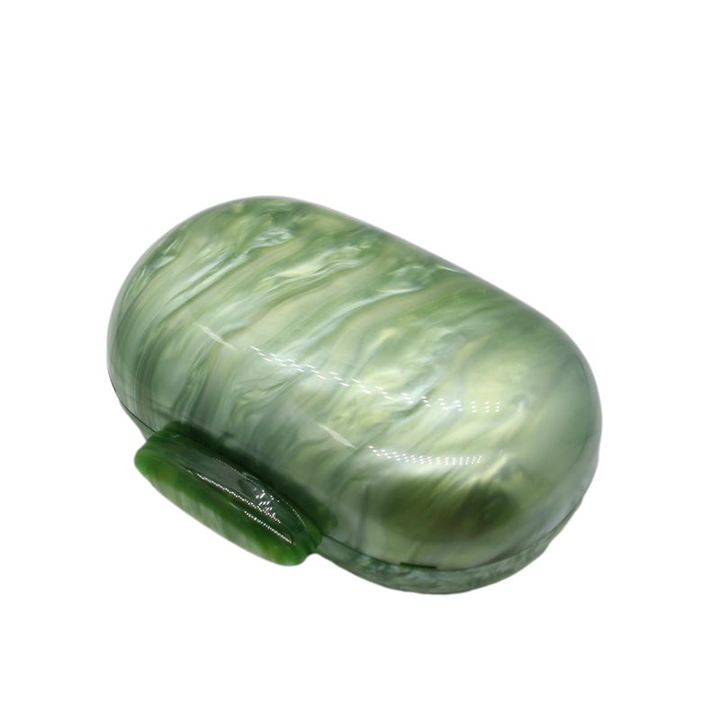 GSYPS Acrylic Evening Clutch Bag for Women Shell Shape Shoulder Crossbody Bag Glitter Marble Purse Handbag A-Grass Green - Image 4