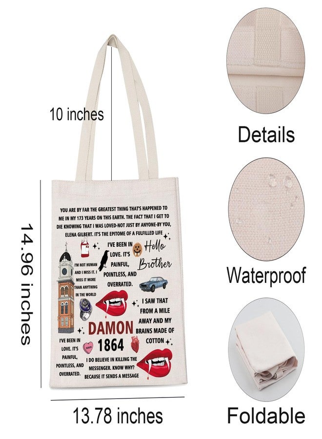 LEVLO Vampire TV Series Gift Damon 1864 Shopping Bag Salvatore Halloween Vampire Graduation Tote Bag (Damon 1864) - Image 2
