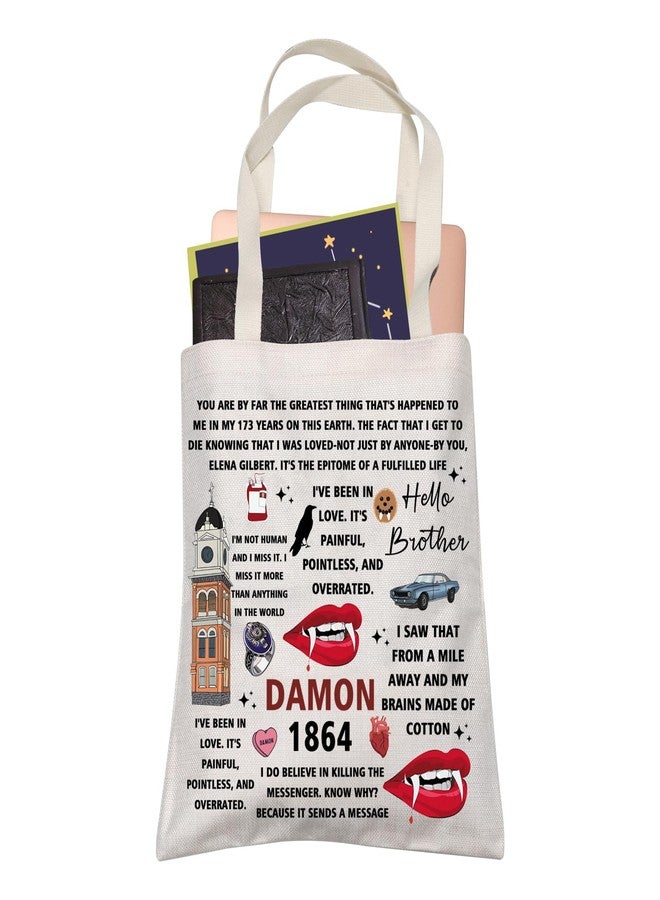 LEVLO Vampire TV Series Gift Damon 1864 Shopping Bag Salvatore Halloween Vampire Graduation Tote Bag (Damon 1864) - Image 1