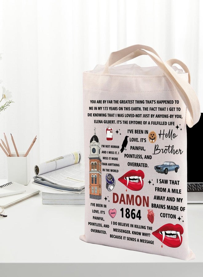 LEVLO Vampire TV Series Gift Damon 1864 Shopping Bag Salvatore Halloween Vampire Graduation Tote Bag (Damon 1864) - Image 3