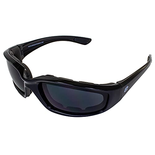 Birdz Eyewear Oriole Padded Motorcycle Glasses (Black Frame/Dark Smoke Lens) - Image 1