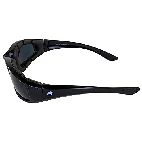 Birdz Eyewear Oriole Padded Motorcycle Glasses (Black Frame/Dark Smoke Lens) - Image 4