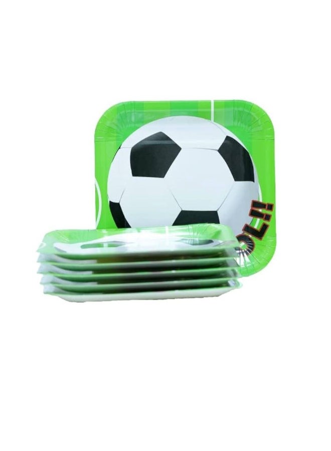 Toyland Football Theme Paper Plates 7 Inch 6 Pc Set – Kids Birthday Party Disposable Plates, Soccer Design - Image 1