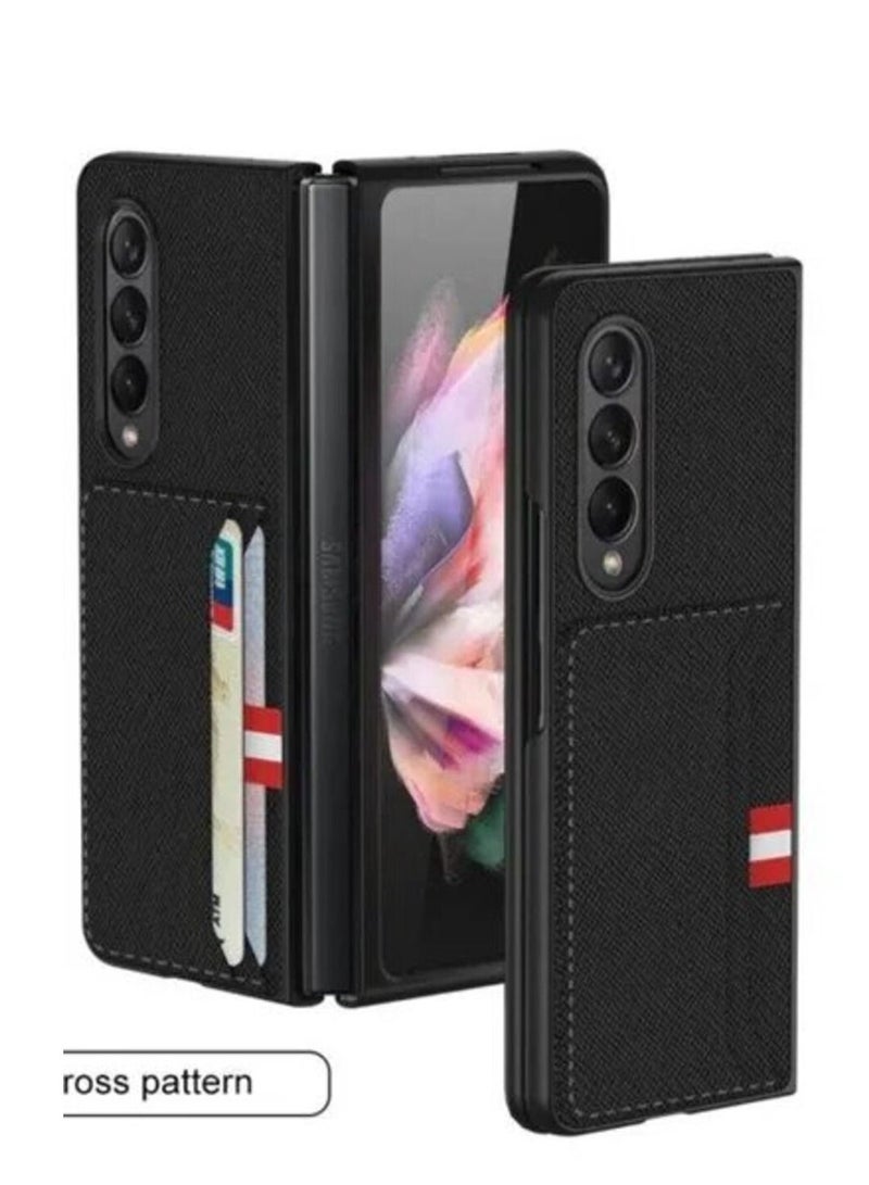 AULA PU Leather Card Slot Wallet Case 2021.8 New Case For Samsung Galaxy Z Fold 3 5G Black - Image 1
