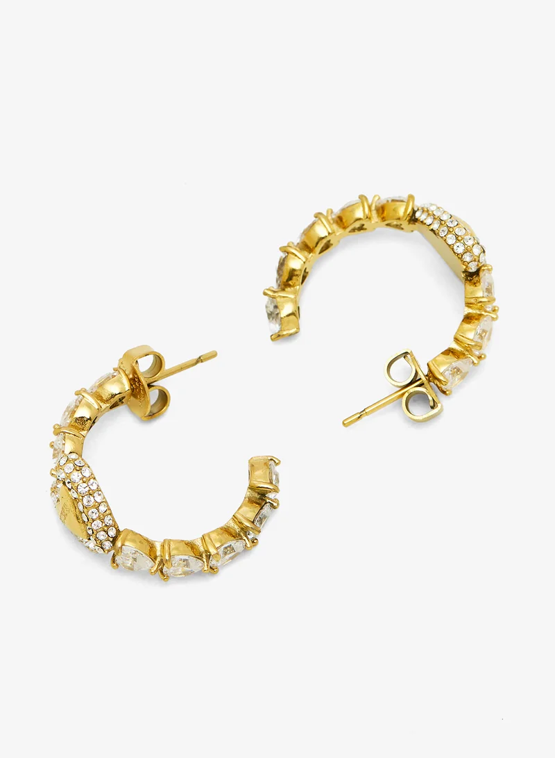 GUESS Pave Heart Hoop Earrings