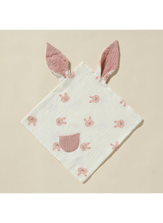 Baby Soothing Towel Doll Entrance Pure Cotton Bite Baby Pocket Sleeping Artifact Coax Sleep Pillow Square Towel Rabbit Ears-Color:Star Flower Stick - Image 3