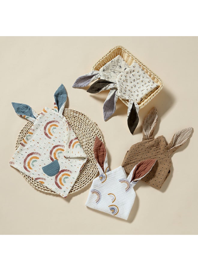 Baby Soothing Towel Doll Entrance Pure Cotton Bite Baby Pocket Sleeping Artifact Coax Sleep Pillow Square Towel Rabbit Ears-Color:Star Flower Stick - Image 2
