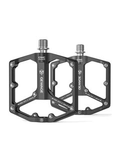 Road/Mountain Bike Pedals - 3 Bearing Bicycle Pedals - 9/16 inch CNC machined flat pedals with removable non-slip studs