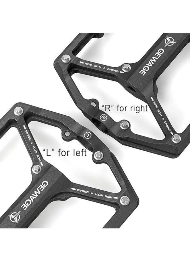 General - Road/Mountain Bike Pedals - 3 Bearing Bicycle Pedals - 9/16 inch CNC machined flat pedals with removable non-slip studs - Image 1