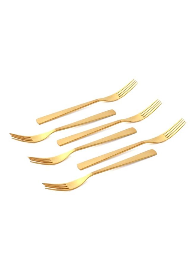 Life Smile 12pcs Cutlery Set, 18/10 Stainless Steel, Flatware Set, 12pcs Dinner Fork, Shine Gold with Sand Blasting Handle, for Home Kitchen, Mirror & Matte Polish - Dishwasher Safe - Image 2