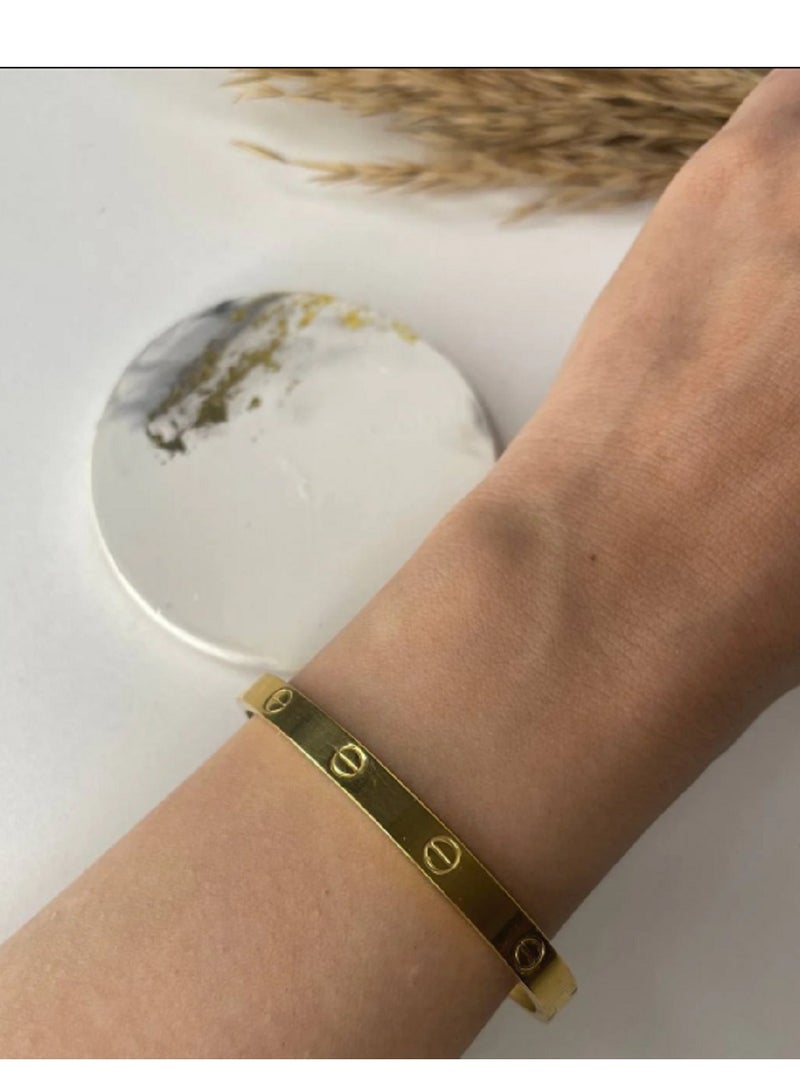 Women's Bracelet Stainless Steel Designer Style Gold-Plated Screw Motif Bangle Bracelet Classic Fashion Jewellery - Image 5
