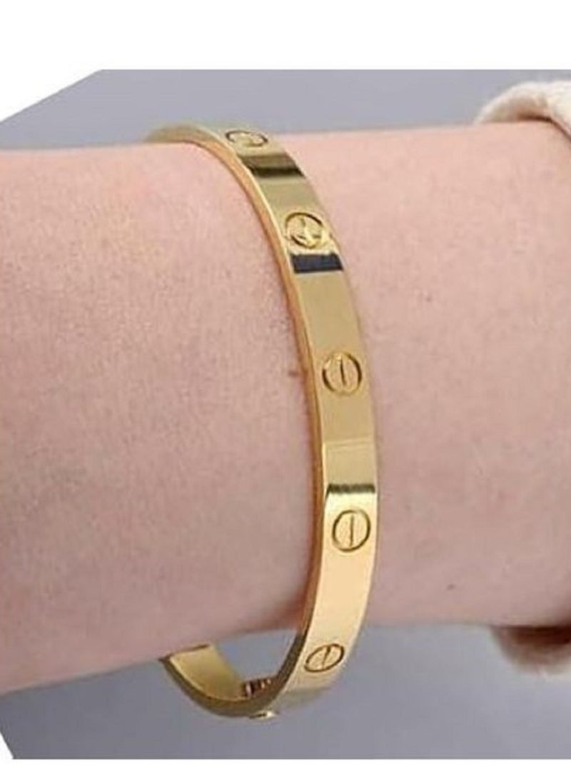 Women's Bracelet Stainless Steel Designer Style Gold-Plated Screw Motif Bangle Bracelet Classic Fashion Jewellery - Image 3