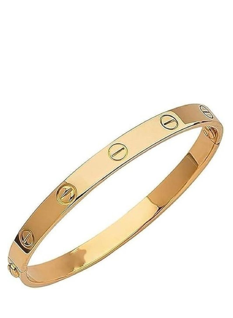 Women's Bracelet Stainless Steel Designer Style Gold-Plated Screw Motif Bangle Bracelet Classic Fashion Jewellery - Image 2