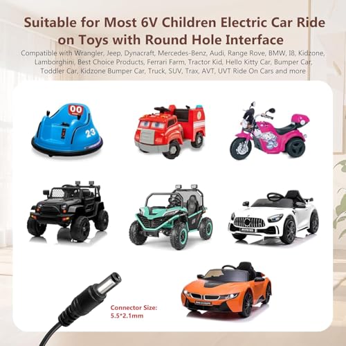 LITTLE PUP Kids Ride On Car Battery Charger, 12V/1A Auto-Cut Off Power Adapter, Electric Toy Vehicle Accessories - Image 2