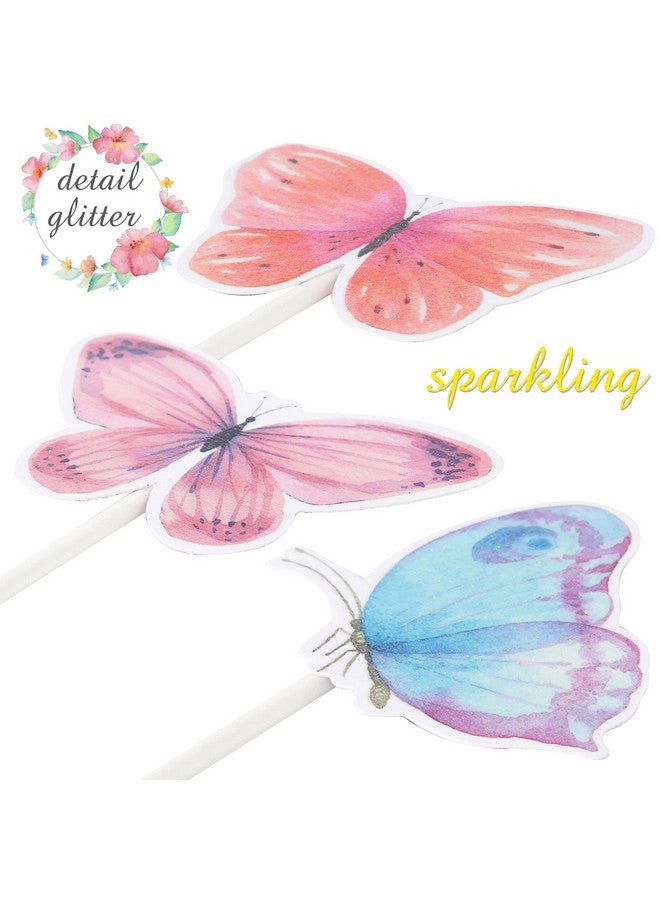 umoni 24Pcs Colorful Butterfly Cupcake Toppers and Picks for Girls Party Theme Birthday Baby Shower Supplies - Image 5