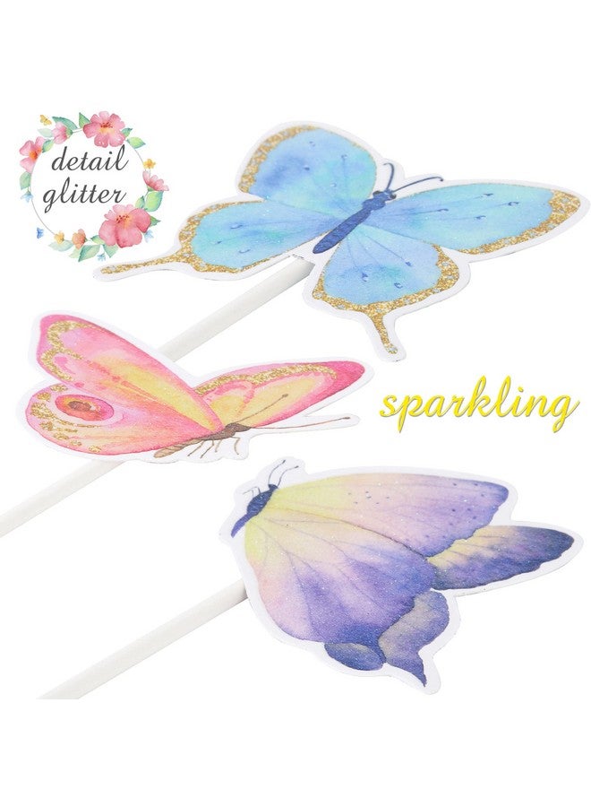 umoni 24Pcs Colorful Butterfly Cupcake Toppers and Picks for Girls Party Theme Birthday Baby Shower Supplies - Image 4