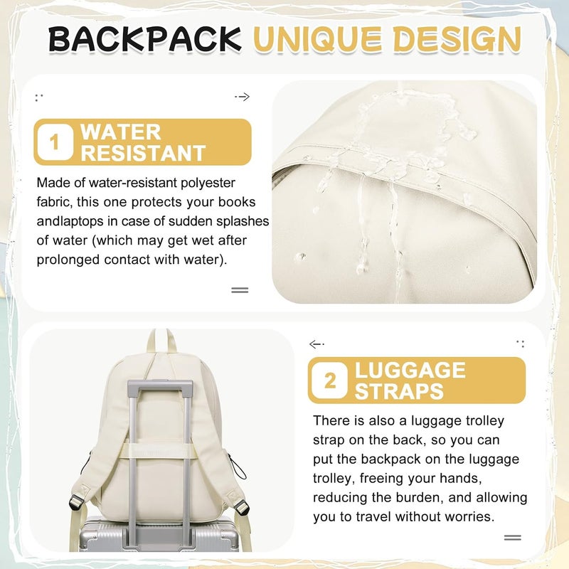 HYC00 حقيبة ظهر مدرسية للنساء، حقيبة سفر عادية، حقيبة ظهر للكمبيوتر المحمول 14 بوصة للفتيات المراهقات، حقيبة ظهر خفيفة الوزن مقاومة للماء، حقيبة كتب للطلاب الجامعيين والرجال والموظفين - Image 5