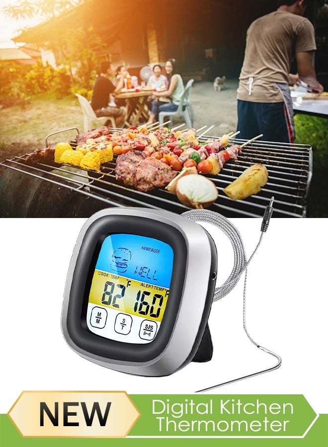 Digital Kitchen Thermometer Immediately Read Kitchen Thermometer Food Thermometer with Long Probe Touch Screen Operation with Bracket and Magnet Waterproof Suitable for kitchen, Barbecue, Frying and Barbecue  - Image 1