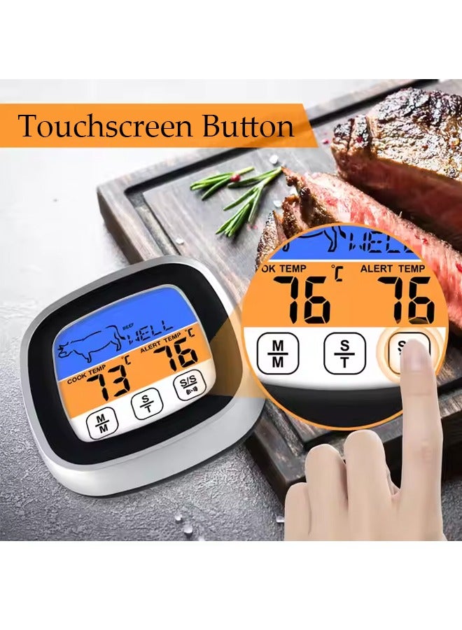 Digital Kitchen Thermometer Immediately Read Kitchen Thermometer Food Thermometer with Long Probe Touch Screen Operation with Bracket and Magnet Waterproof Suitable for kitchen, Barbecue, Frying and Barbecue  - Image 2