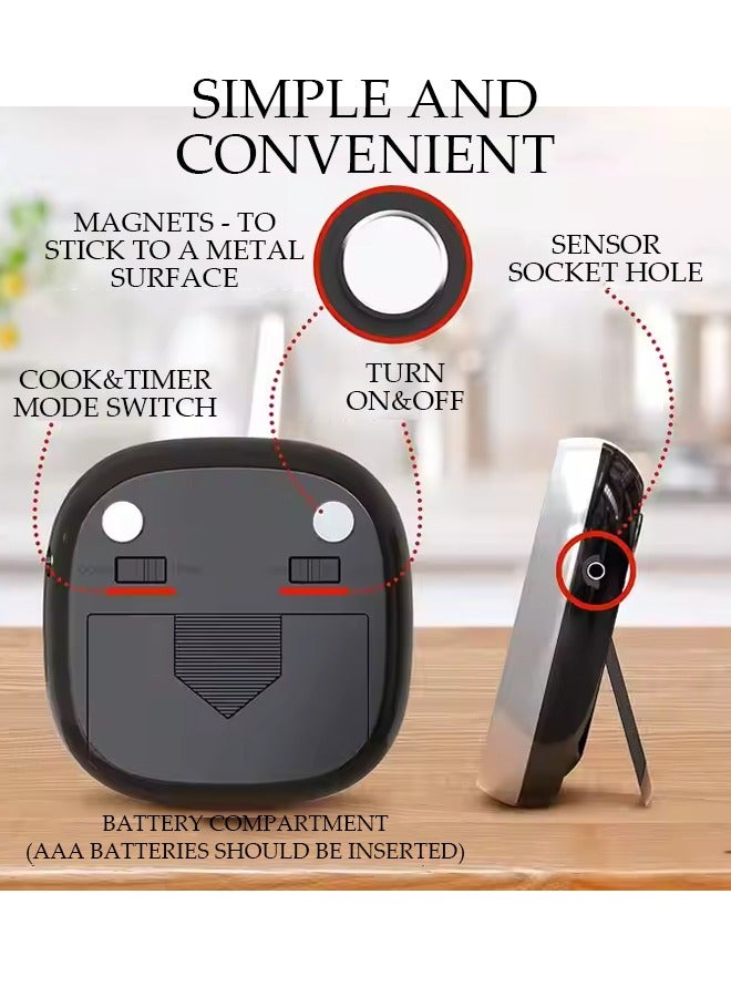 Digital Kitchen Thermometer Immediately Read Kitchen Thermometer Food Thermometer with Long Probe Touch Screen Operation with Bracket and Magnet Waterproof Suitable for kitchen, Barbecue, Frying and Barbecue  - Image 3
