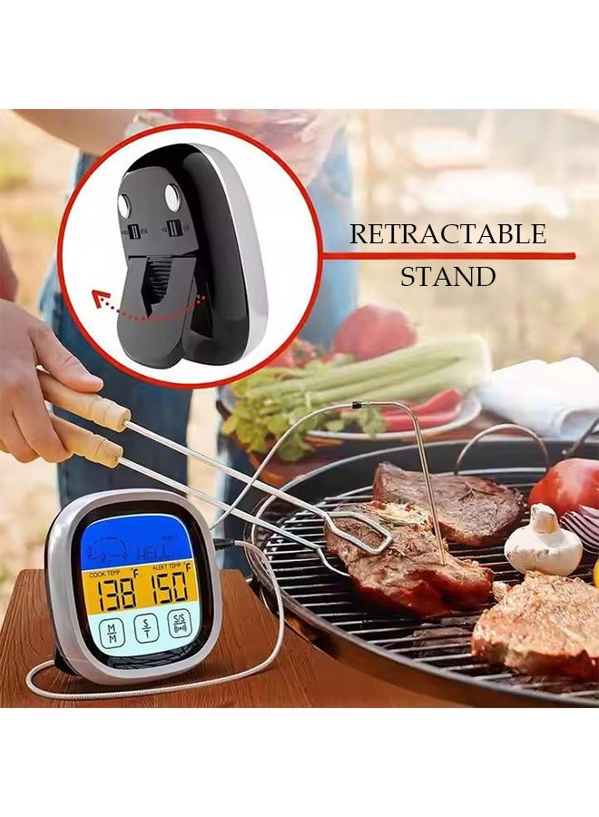 Digital Kitchen Thermometer Immediately Read Kitchen Thermometer Food Thermometer with Long Probe Touch Screen Operation with Bracket and Magnet Waterproof Suitable for kitchen, Barbecue, Frying and Barbecue  - Image 4