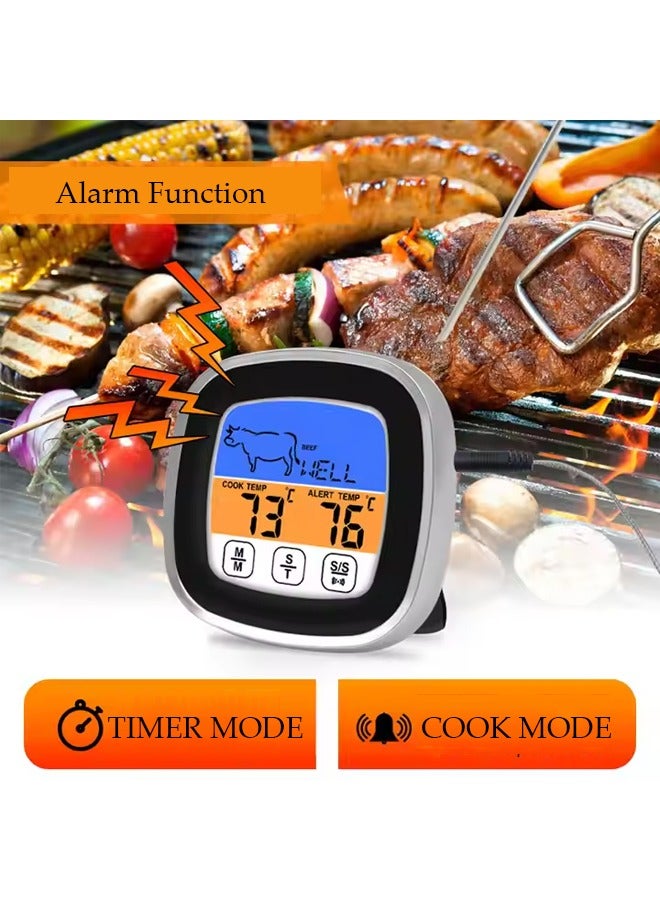 Digital Kitchen Thermometer Immediately Read Kitchen Thermometer Food Thermometer with Long Probe Touch Screen Operation with Bracket and Magnet Waterproof Suitable for kitchen, Barbecue, Frying and Barbecue  - Image 5