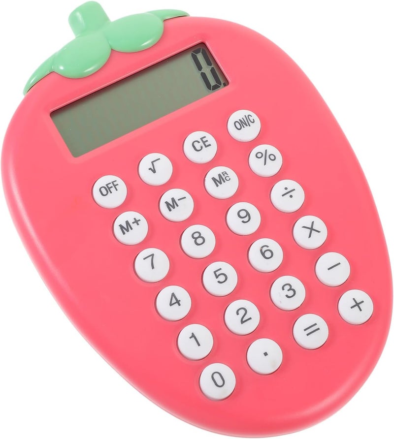 BESTonZON Solar-Powered Portable Basic Calculator with Strawberry Design, Compact Pocket Calculator Keychain for School Office Students, Cute Candy-Style Electronic Counting Tool - Image 1