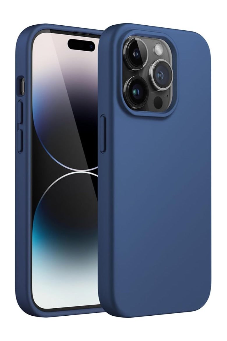 Silicone Case for iPhone 14 Pro Max  Silky Soft Touch Full-Body Protective Phone Case, Anti-Scratch Shockproof Cover with Microfiber Lining (BLUE)