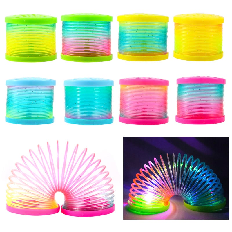 ZJDL 8 Pack Glow Coil Spring Toy Mini Springs Rainbow Magic Fidget Toys for Kids Boys Girls Glow in the Dark Party Favors Projection Star Night Light toy Carnival Prize Pinata Fillers for Toddlers - Image 4