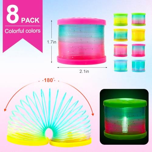 ZJDL 8 Pack Glow Coil Spring Toy Mini Springs Rainbow Magic Fidget Toys for Kids Boys Girls Glow in the Dark Party Favors Projection Star Night Light toy Carnival Prize Pinata Fillers for Toddlers - Image 5