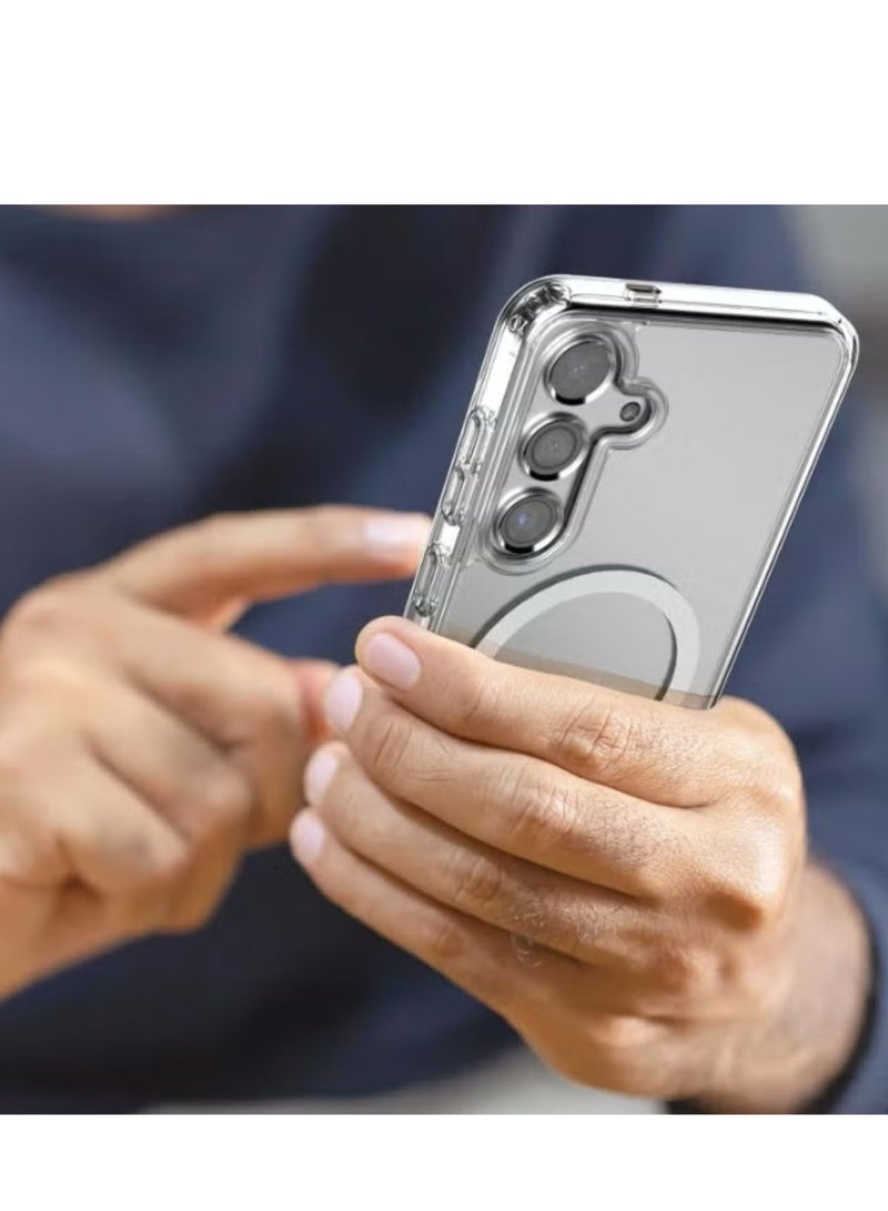 Magnetic Samsung Galaxy S25 Ultra, Magnetic Case, Compatible with MagSafe Wireless Charging, Anti-Scratch Bumper Cover (Clear), TPU - PC - Image 2