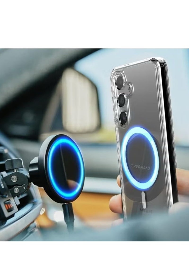 Magnetic Samsung Galaxy S25 Ultra, Magnetic Case, Compatible with MagSafe Wireless Charging, Anti-Scratch Bumper Cover (Clear), TPU - PC - Image 3