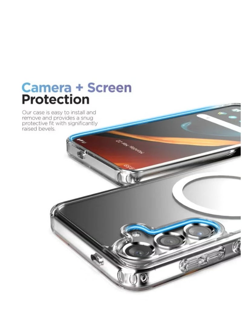 Magnetic Samsung Galaxy S25 Ultra, Magnetic Case, Compatible with MagSafe Wireless Charging, Anti-Scratch Bumper Cover (Clear), TPU - PC - Image 4