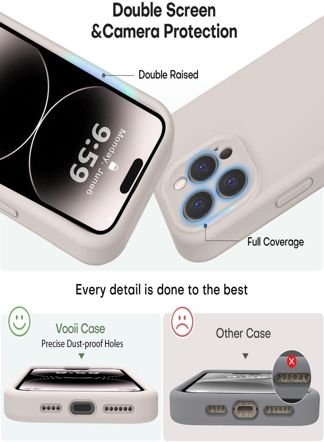 Vooii Compatible with iPhone 14 Pro Max Case, Liquid Silicone Upgrade [Camera Protection] [Soft Anti-Scratch Microfiber Lining] Shockproof Phone Case for iPhone 14 Pro Max 6.7 inch - Stone - Image 3