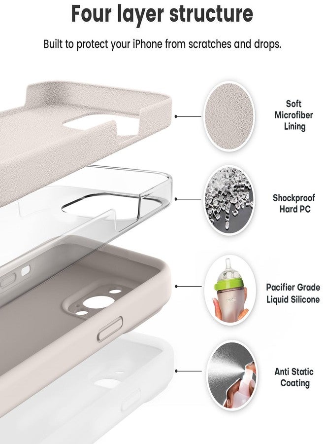 Vooii Compatible with iPhone 14 Pro Max Case, Liquid Silicone Upgrade [Camera Protection] [Soft Anti-Scratch Microfiber Lining] Shockproof Phone Case for iPhone 14 Pro Max 6.7 inch - Stone - Image 2