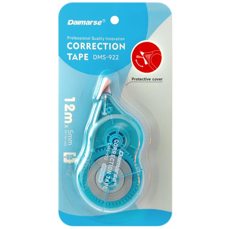 Correction Tape - Quick Cover Roller, 12 M X 5 MM Tape Roller, Set Of 1 PCS, For Students, Office, School, & Home, Quick Dry & No Mess (Baby Blue)